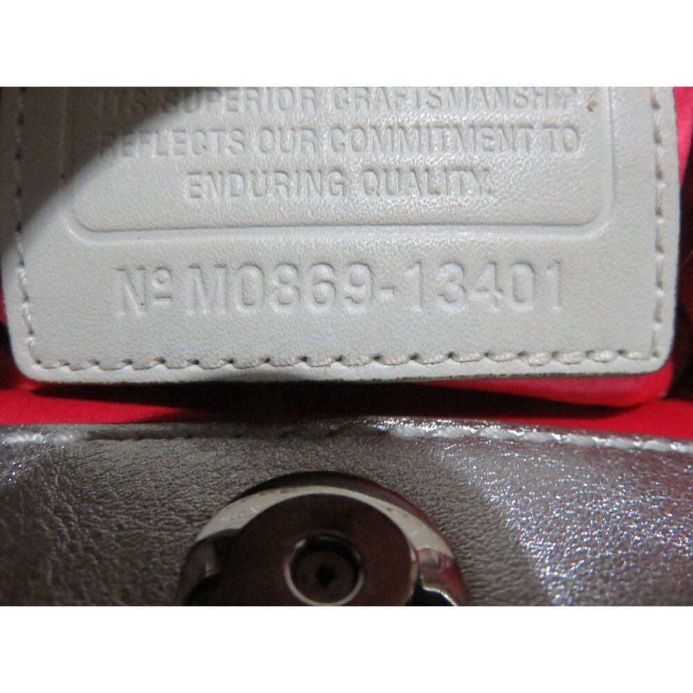 SOLD COACH 2008 Metallic Silver Leather Double Frame Kisslock Ball Chain - Picture 8 of 16